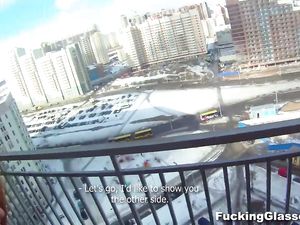 Redhead In Leather Fucked In The Public Stairwell