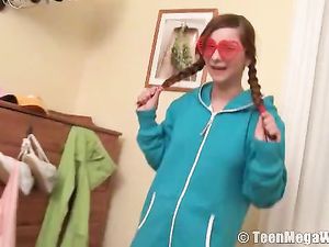 Super Cute Teen Stripping From Her Pajamas To Play