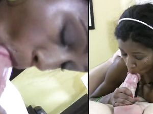 Tiny Black Chick Facialized By A Horny White Guy