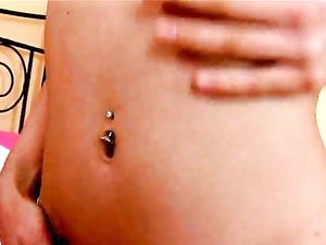 Pierced Tongue Hottie Masturbating While Undressing
